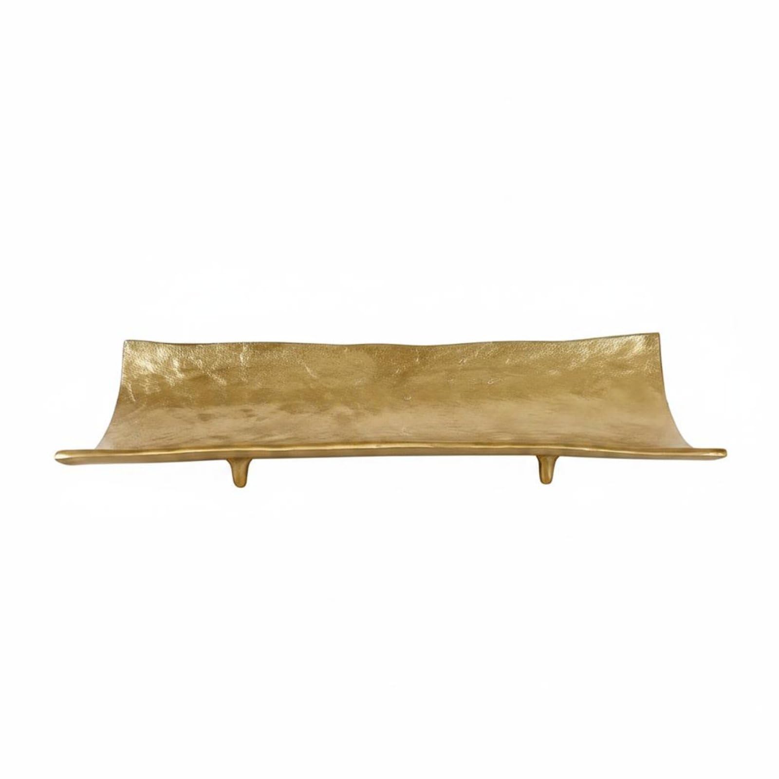Bandeja Decorativa Bandeja Rectangular Bandeja de Servir Centro de Mesa Bandeja Metálica Aleación con Esculpido Que Aporta Toque Contemporáneo, Dorado