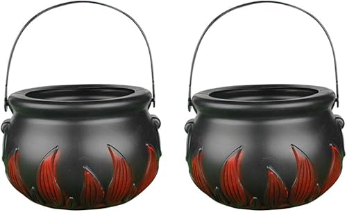 Happyyami Cubo de calabaza de Halloween, cubo de caramelo, cubo de truco o trato, cubo JackoLantern Pail suministros de fiesta de Halloween (negro +