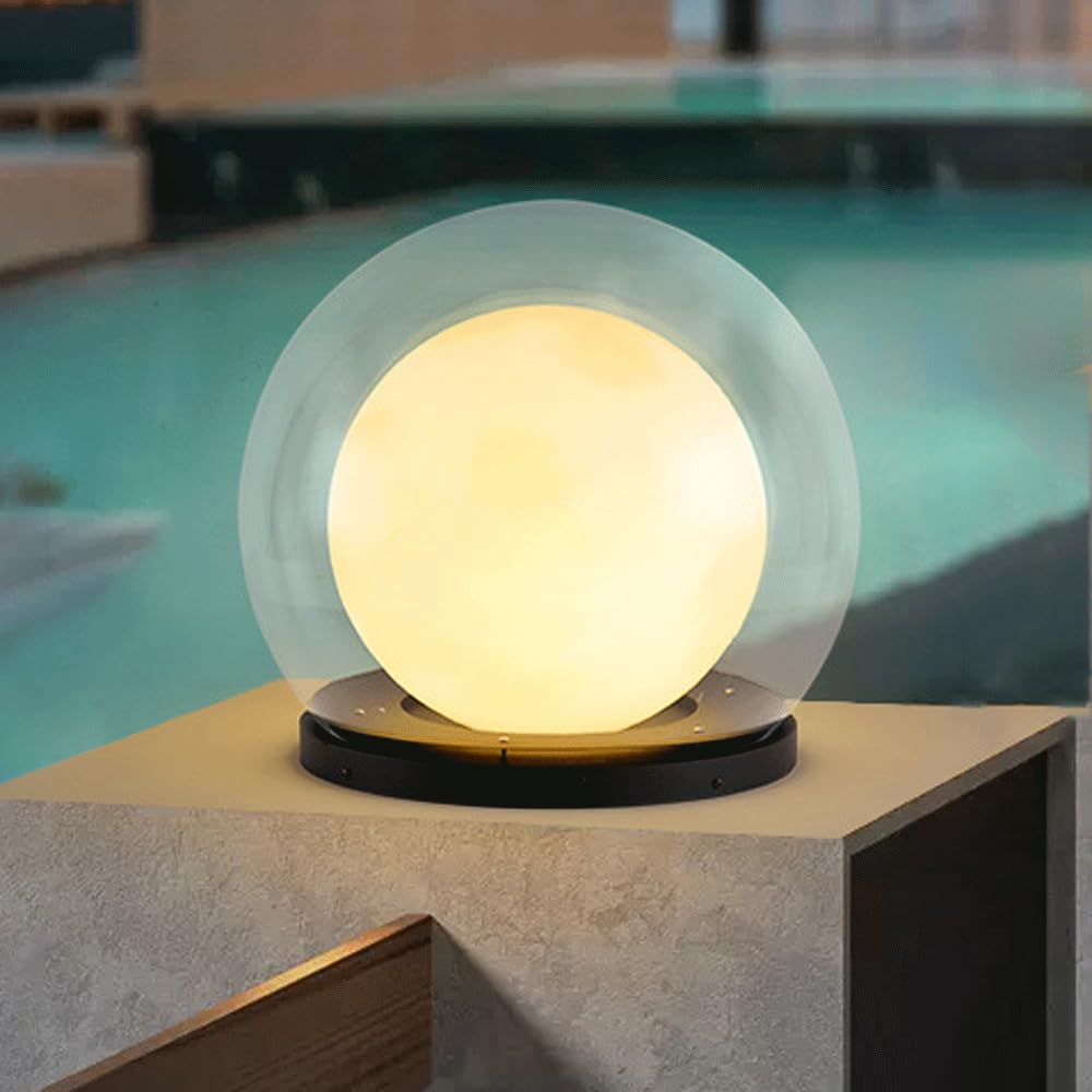 HZWJIA Solar Pillar Lamp LED Acrylic Shade Modern Luxury Warm White Pillar Cap Lamp White Outdoor Solar Pillar Lamp IP65 Waterproof Pillar Head Lamp for Villa Landscape Lawn Pillar Lamp Diameter 13in