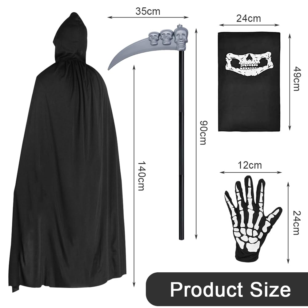Halloween Black Hooded Cape Witch,Halloween Vampire Cloak Capes - Image 2