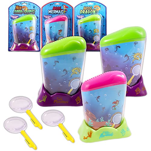 Micro Hatch and Grow Science Kit for Kids - Bundle with 3 Aquatic Pets Sets for Boys and Girls Including Aquasaurs, Mermaids, and Dragons (Hatch and Grow Eggs Habitat with Food and Tank)