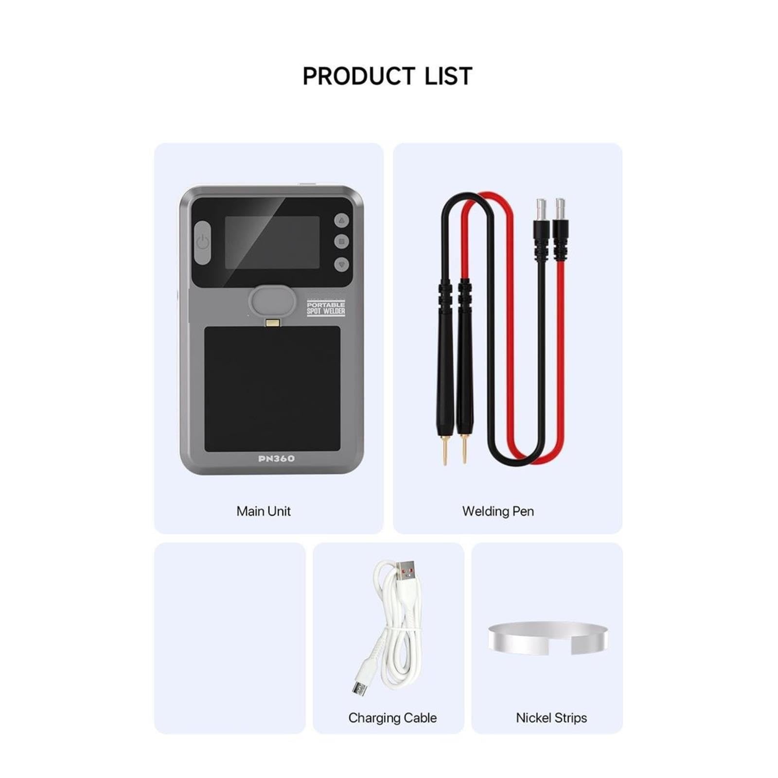 Poste à souder, Soudeur par points Portable PN360, Machine à double impulsion avec batterie intégrée pour la réparation de téléphones portables, 1 paquet