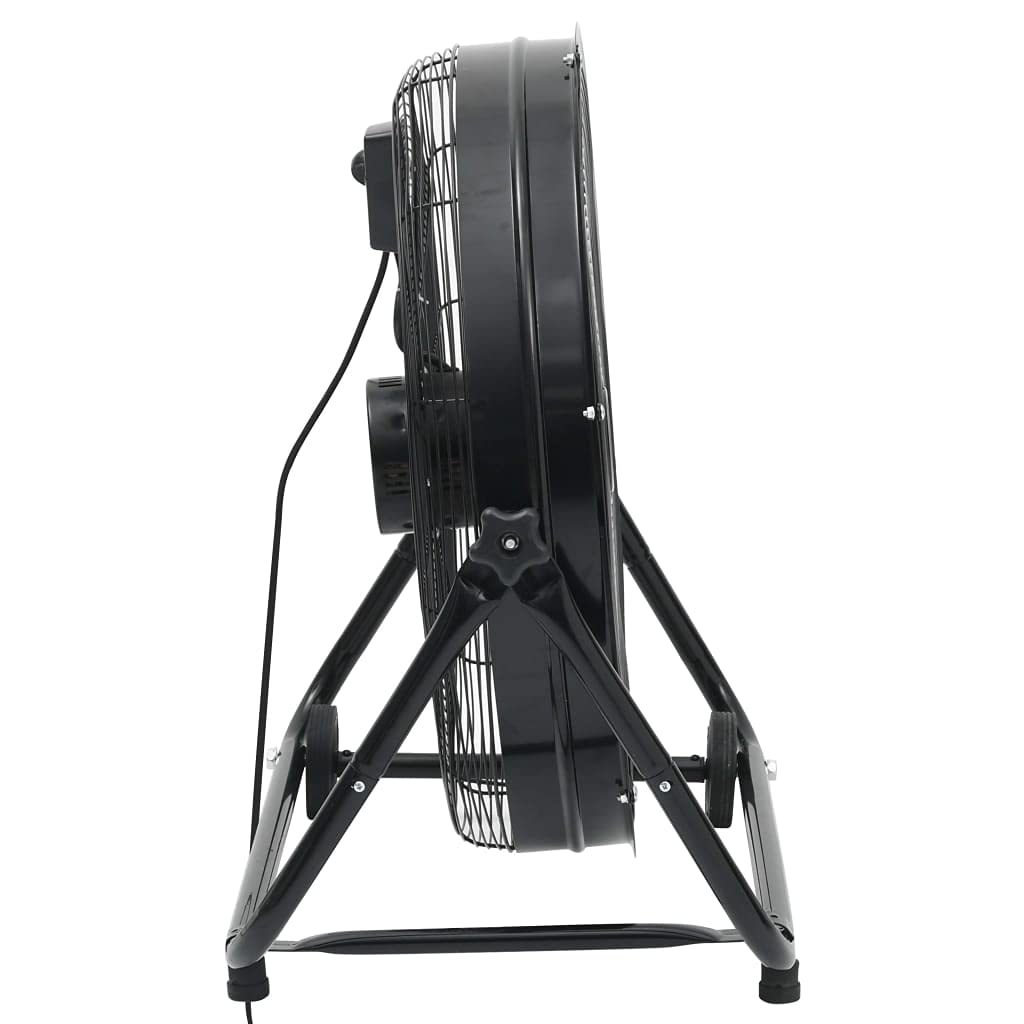 Trommelventilator Industriell 60 cm Aluminiumflügel 172,5 W Schwarz mit 3 Geschwindigkeitsstufen, rutschfesten Füßen und Rollen für Bodenbelüftung, Kühlung