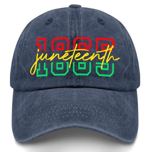 Juneteenth Hat for Women Men 1865 Freedom Day Adjustable Baseball Cap Washed Cotton Dad Hat Cultural History Accessory Navy Blue
