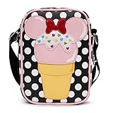 Disney Bag, Crossbody, Minnie Mouse Ice Cream Cone with Polka Dots Black, Vegan Leather