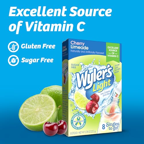 Image of Wyler's Light Singles To Go Water Drink Mix, Cherry Limeade, 96 Packets