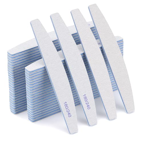 50 Pieces 180/240 Grit Nail Files for Natural Nails Fingernail Files Double Sided Emery Boards for Nails