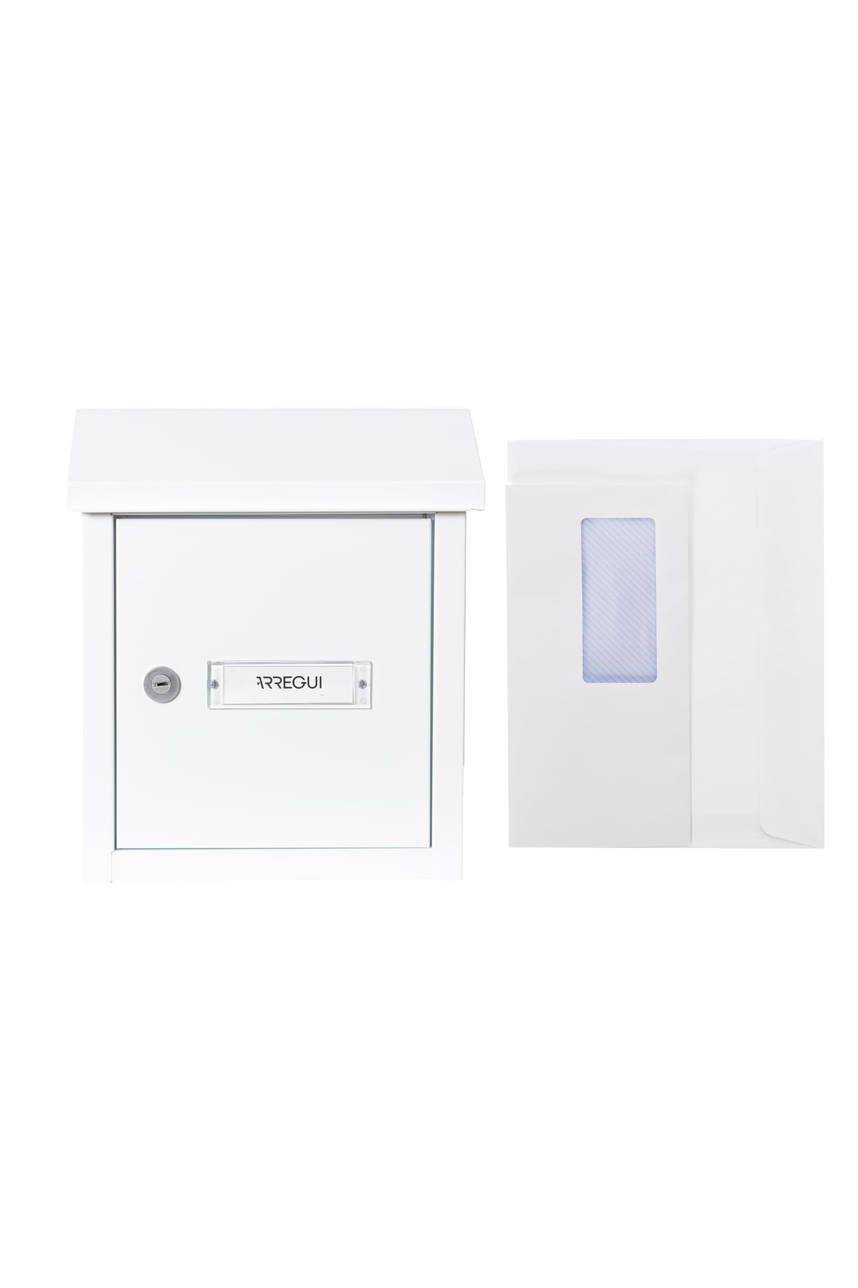 ARREGUI V4091 Boîte aux lettres en acier pour porte, mur et portail, Boîte aux lettres intérieure avec fente de 23 x 4 cm, Taille S (Courrier A5), Résistant aux intempéries, Installation facile, Blanc