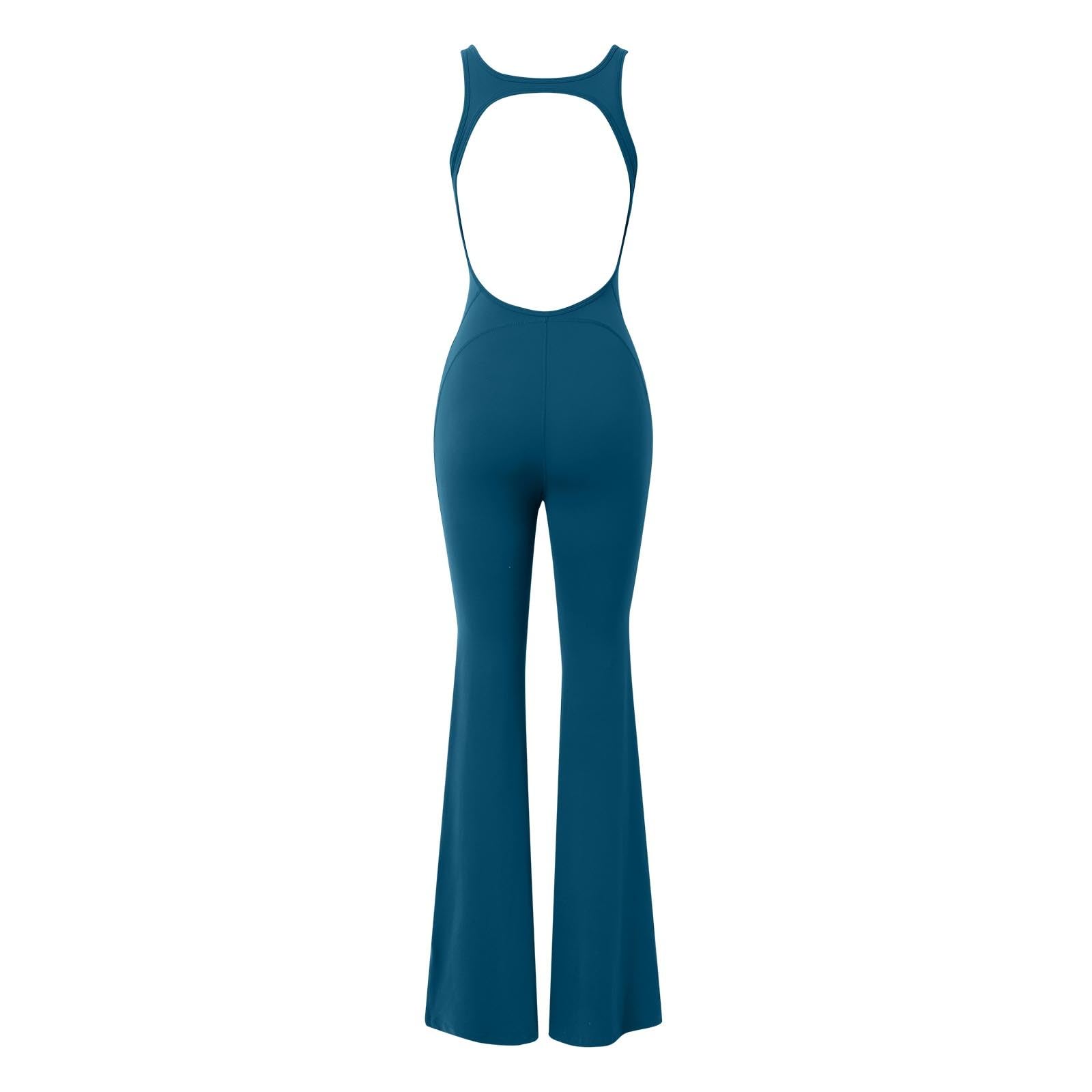 Jumpsuit Donna Palestra Lunga Modellante Glutei a Push Up con Canotta e Pantaloni Zampa Tuta Intera Sportiva Aderente Veloce Asciugante Elegante Tutina Yoga Pilates Danza Aerea Body Fitness Comodo