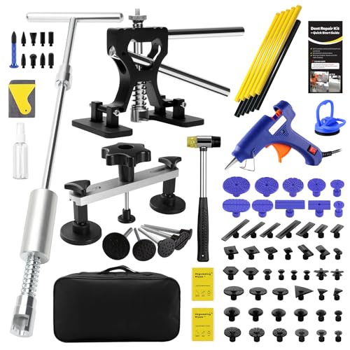 QwikFix 139PCS Dent Puller Kit, Paintless Dent Removal Kit, Car Dent Repair Kit with Metal Dent Lifter, Bridge Puller, T-Slide Hammer, Professional PDR Tools for dents, dings, creases and Hail Damage