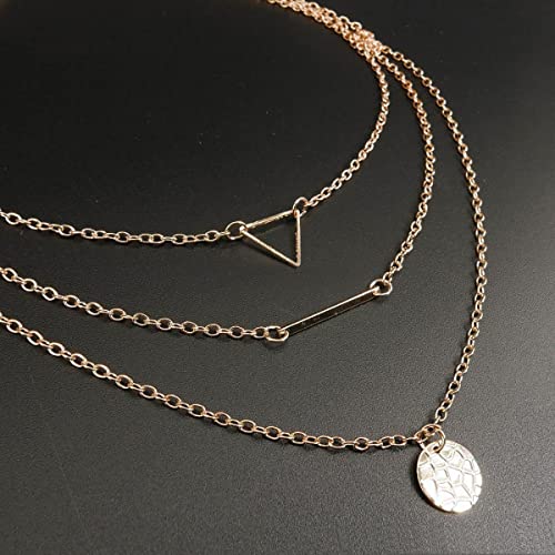 Layered Necklace and Silver Stud Earrings Set