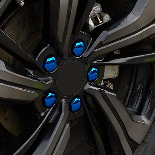 Image of Blueshyhall 19mm Wheel Lug Nut Cover Bolt Caps Anti-Rust Car Tire Nut Cover with Removal Tool (Pack of 20) - Chrome Blue