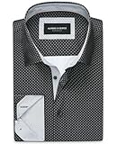 Alimens & Gentle Mens Dress Shirts Printed Button Down Shirt Long Sleeve Regular Fit Inner Collar Contrast Shirt Business