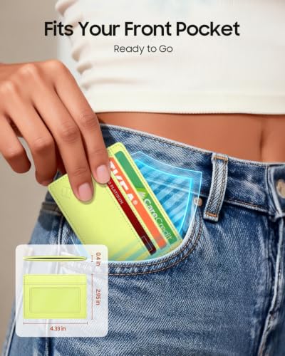 Image of FINTIE Slim Minimalist Front Pocket Wallet, RFID Blocking Credit Card Holder Card Cases with ID Window for Men Women (Citrus)