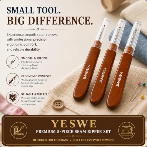Image of Seam Ripper Large Size 3 pcs, Professional Stitch Remover Tool, Sharp Thread Cutter for Sewing Machine, Tailoring, Embroidery, Quilting and Craft Projects