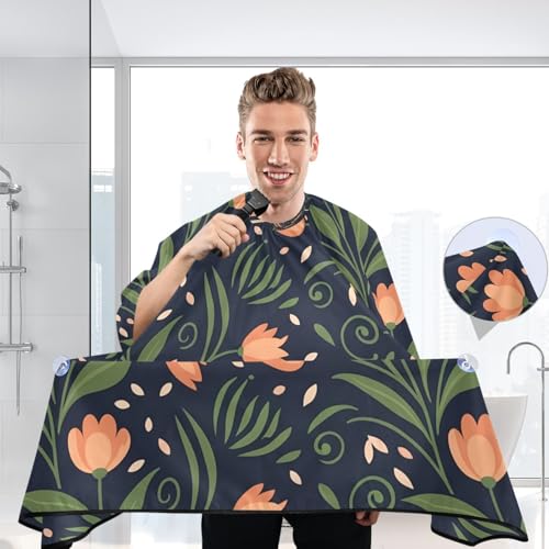 Capa para cortar cabello impermeable con flores durazno, profesional para barbería y salón, con cierre ajustable de broches para estilismo y peluquería miniatura 6