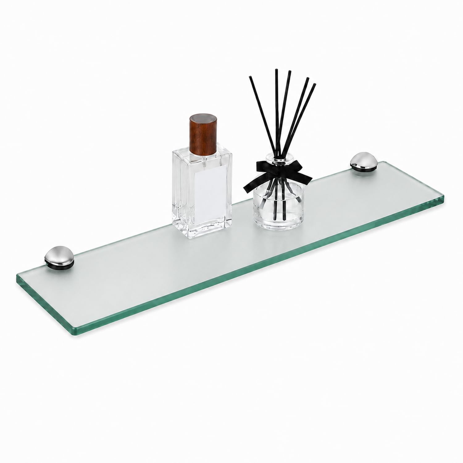 Szklana półka łazienkowa 8 mm matowe szkło hartowane 60 x 10 cm uchwyt ze