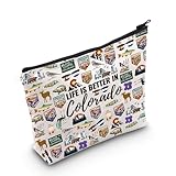 WCGXKO Colorado Travel Trip Gift Life Is Better In Colorado Makeup Bag Colorado Vacation Souvenirs (Better In Colorado)
