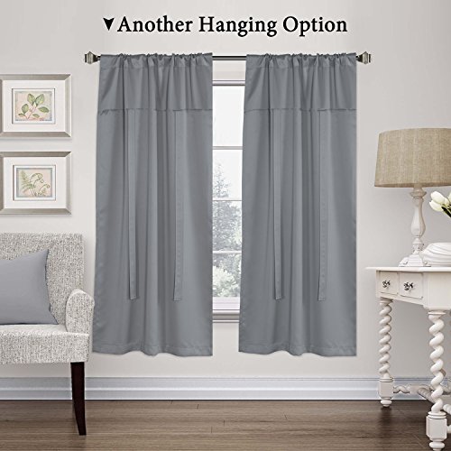 H.versailtex Thermal Insulated Blackout Tie Up Curtains Adjustable Window Shades For Living Room, Rod Pocket 2-Pack, 42 X 63 Inch Long - Solid In Dove Gray #TOP1
