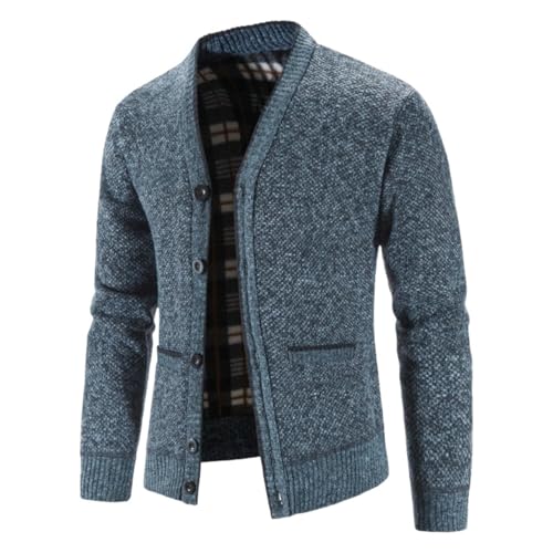 Chaqueta de punto para hombre abrigoカジュアル forro de felpa gruesa cuello V