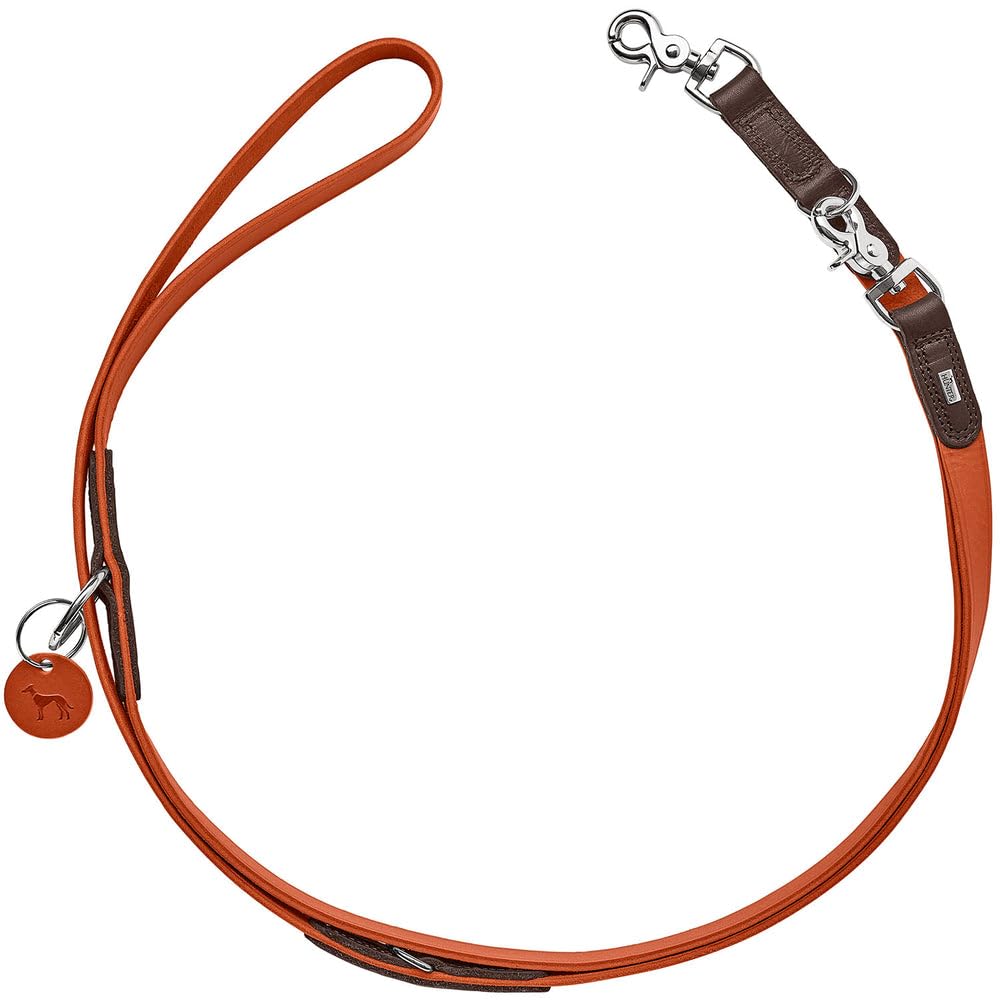 Hunter Verstelbare Looplijn Leder Cognac - Hondenriem - Riem - Pets Place