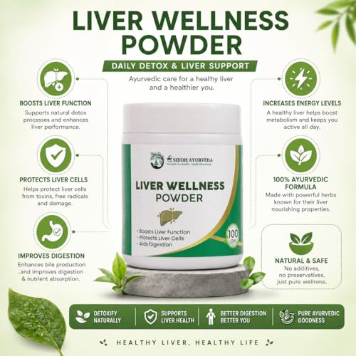 Image of Liver Wellness Powder - Natural Ayurvedic Formula to Support Liver Detox, Improve Digestion, Boost Metabolism & Protect Liver Cells | Herbal Supplement for Daily Liver Care - 100g (Liver Powder)