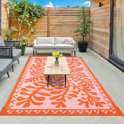 Anidaroel 6'x9' Outdoor Rug for Patio, Reversible Waterproof Patio Rug, Outdoor Plastic Straw Rug Outside...