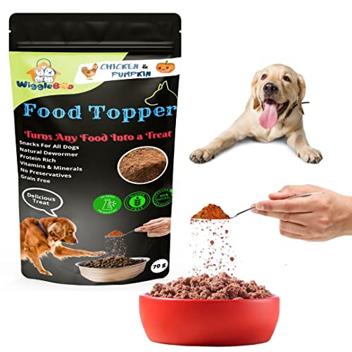 WiggleBoo Magical Dog Food Topper – Joy of Best Taste – Chicken & Pumpkin Flavour – Grain Free & Protein Rich – Natural Dewormer, A Feast of Flavour and Nutrition – 70g
