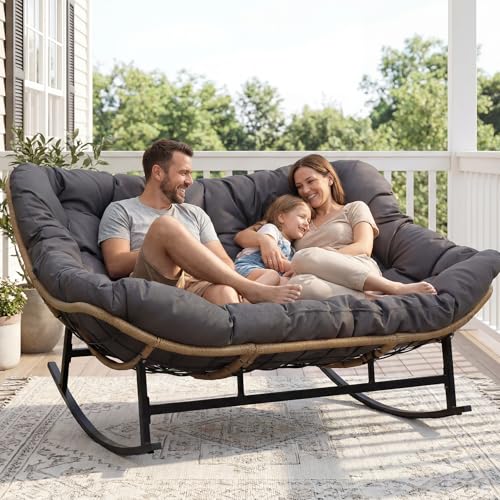 NICESOUL Double Wide Rocking Papasan Chair