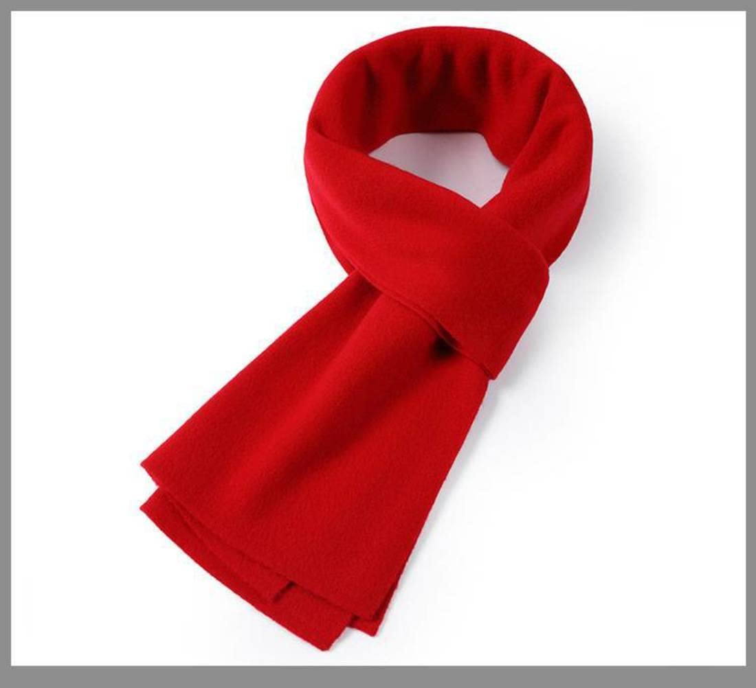 Bufanda de Lana Pura de Invierno Buff de Color Sólido Hombres Y Mujeres de Moda Común Pao Cálido Babero, rojo, 175 cm o más