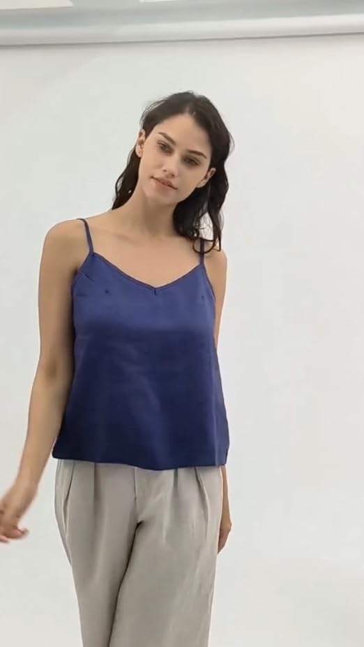 Amazhiyu Women's Linen Camisole Tank Top V-Neck Loose Casual
