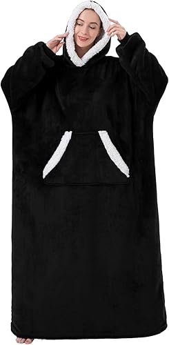 Vista 17 de Sioloc - Manta con capucha de gran tamaño para mujeres/niños/hombres, sudadera con capucha de sherpa extragrande y acogedora Azul marino