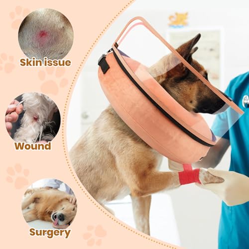 Image of BARKLESS Dog Cone, Inflatable Dog Cone After Surgery for Large Breeds, Soft Surgery Collar with Enhanced Anti-Licking Guard Shield for Pets, Patented Protective Donut Collar