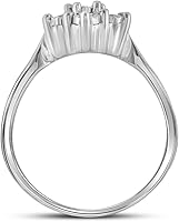 Vista 3 de Sonia Jewels Anillo de compromiso de plata de ley 925 con diamantes redondos forma de ajuste central de flores con puntas (110 cttw.)