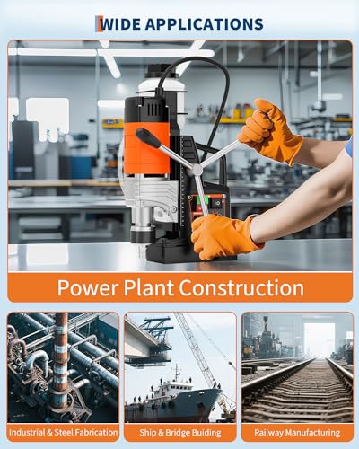Image of Magnetic Drill, 1850W 2 inch Boring Diameter, 2922Lbf Power Portable Magnetic Drill, 810 PRM, 10-Speed,with 10Pcs Bits 3Pcs Twist and 1Pcs Plastic Box for Metal Surface, Industrial