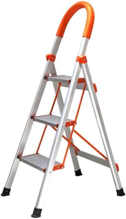 Step Stool Indoor Engineeladder, Three Steps Four Steps Ladder Aluminum Alloy Thicken Stepladder Anti-Slip Pedal Widened by Household Ladder/42 X 65 X 116Cm