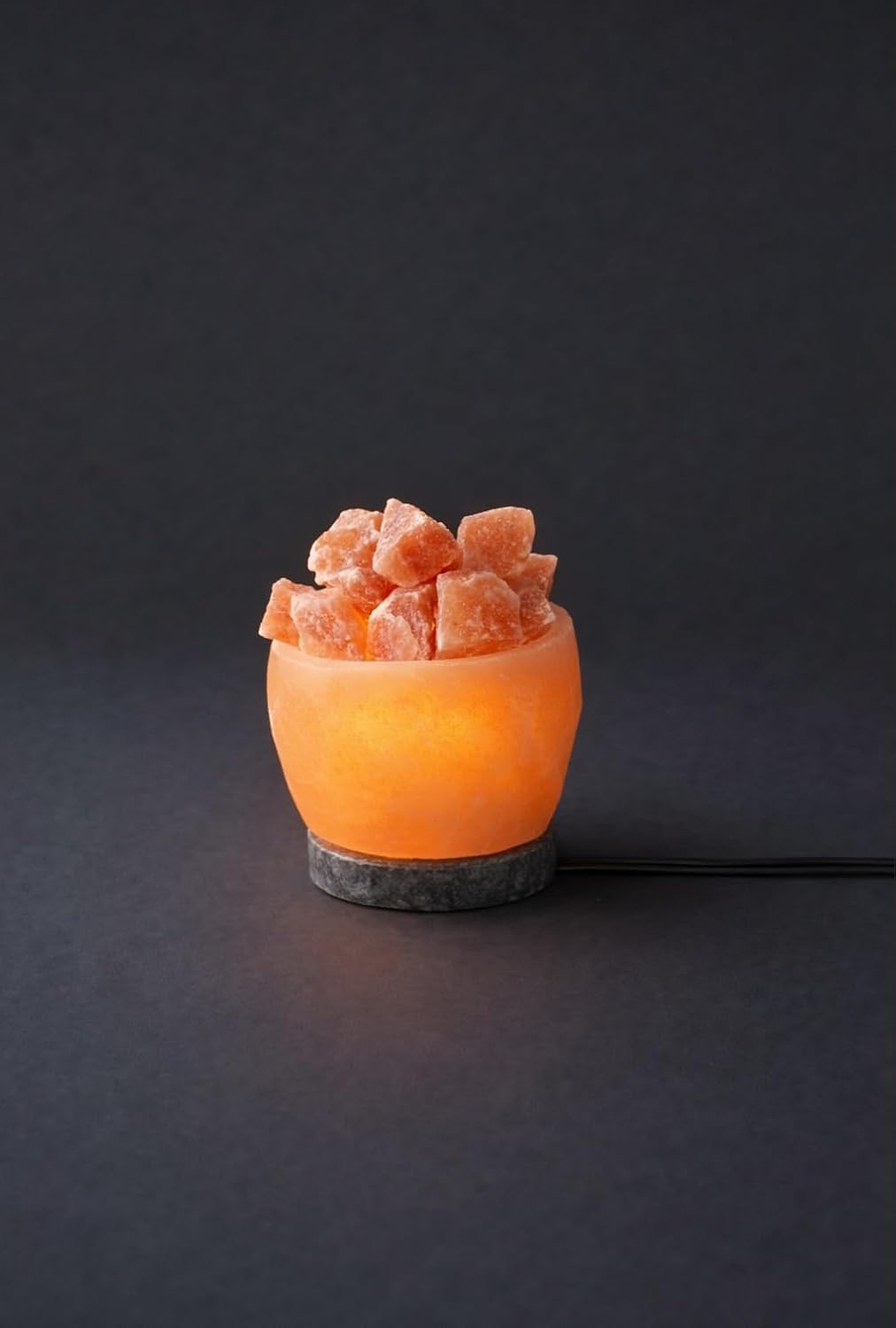 Himalayan Salt Rock, Pink Feng Shui Bowl with Marble Base and Stones 5.28LB