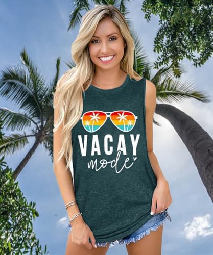 Image of Vacay Mode T Shirts for Women Summer Beach Hawaii Vacation Short Sleeve Tops Holiday Cruise Getaway T Shirts