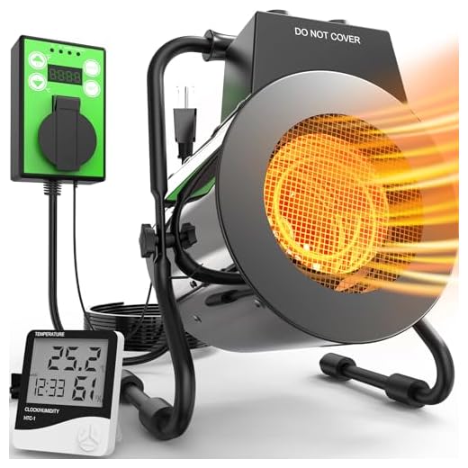 Greenhouse Heater with Thermostat, 1500W Outdoor Heater with Fast Heating, Overheat Protection, Grow Tent Heat for Greenhouse, Garden, Flower Room