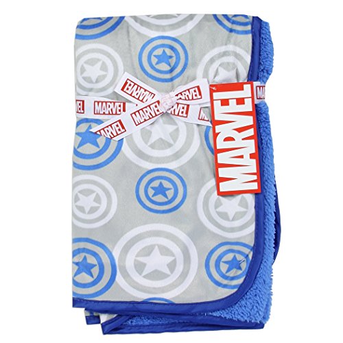 Image of Zhaofallaway Avengers Super Soft All-Over Print Mink and Sherpa Blue Baby Blanket (Blue)