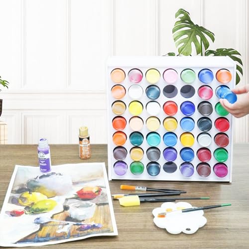 Image of HAN SHENG 49 Hole Craft Paint Storage Organizer - Wall Mounted, Removable Paint Organizer Box - 2oz Bottle Organizer