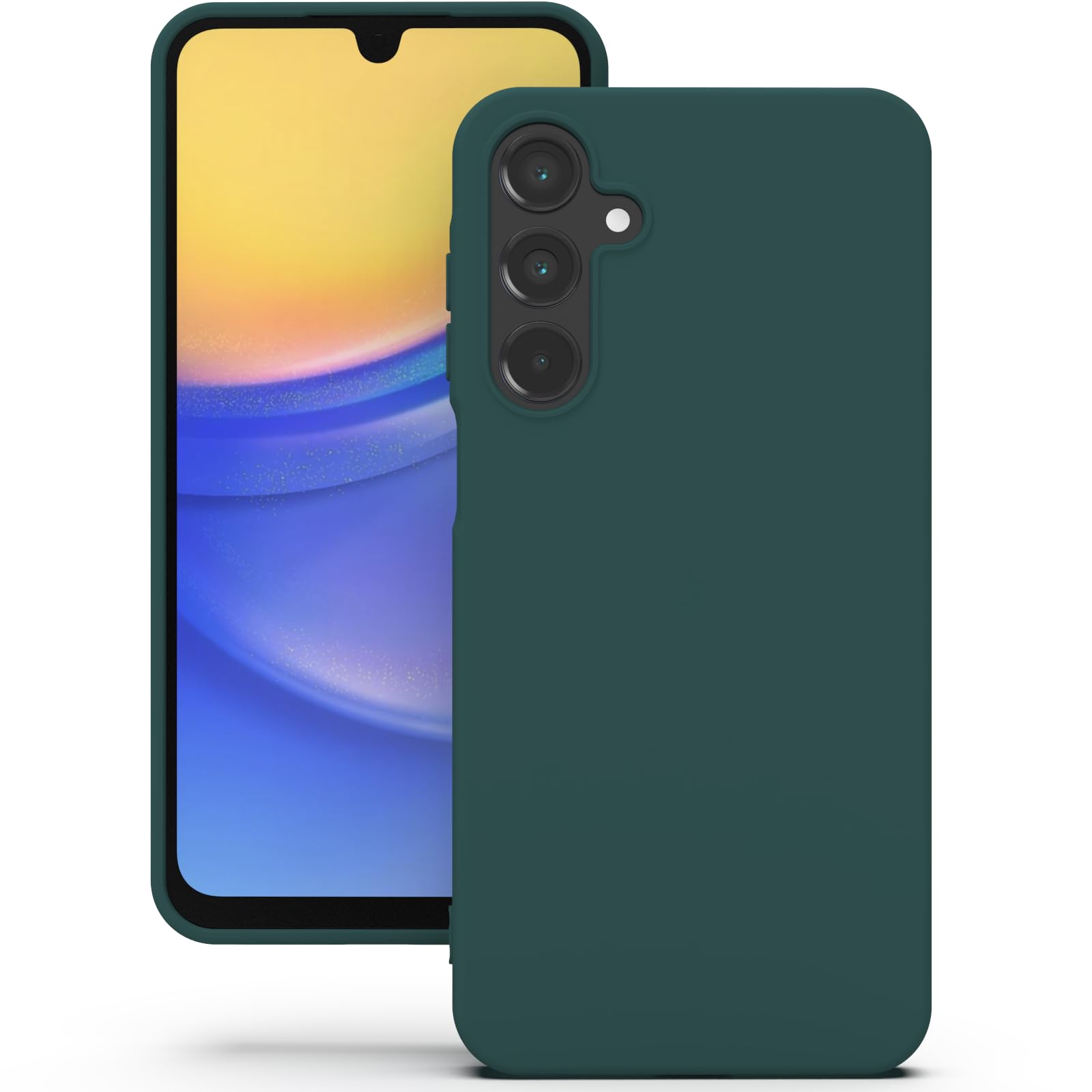 YATWIN Silicone Case for Samsung Galaxy A15 4G/5G, Soft-Touch, Shockproof, DustProof, Antiskid Full Body Armour Phone Cover for Samsung Galaxy A15 4G/5G - Dark Green