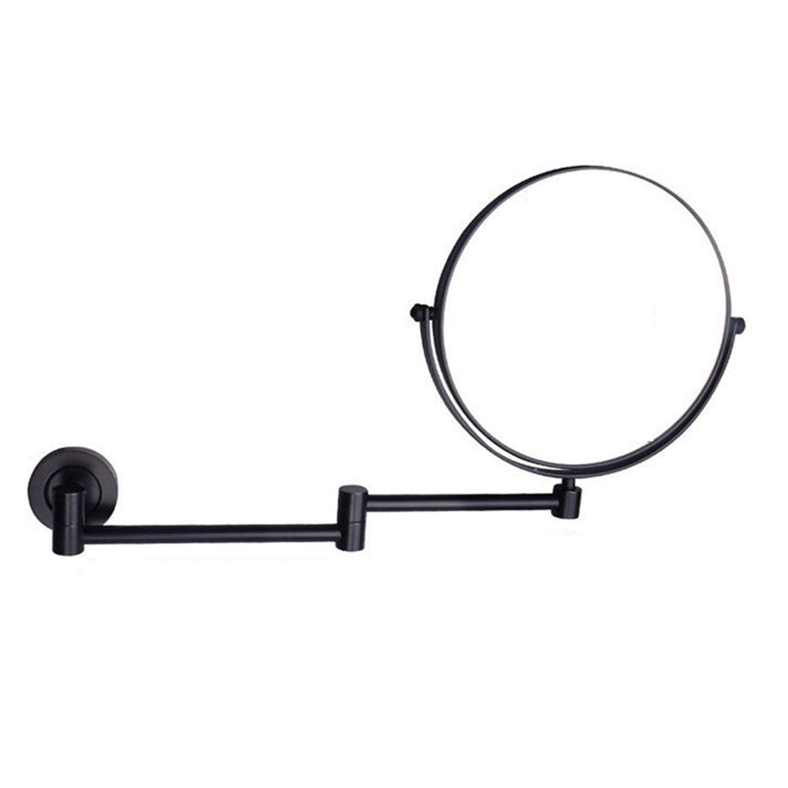 LINLINCD -Espejo de maquillaje montado en la pared,Espejo cosmético de doble cara de 8 pulgadas de cromo con aumento,ajustable en el baño,extensible,espejo giratorio 360° (negro, 10X)