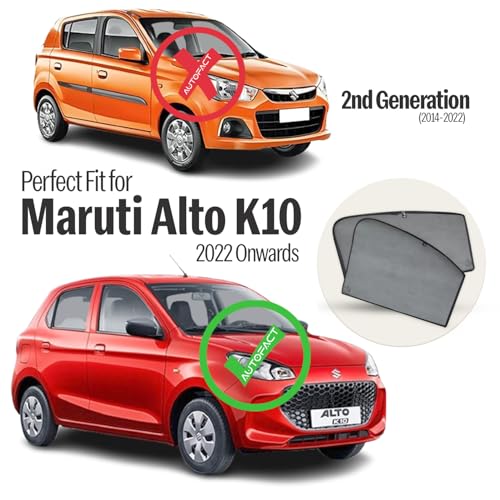 Image of Autofact Car Sunshades for Maruti Alto K10 New (2022 to 2025), UV Protection, Useful Car Accessories, Custom fit Sun Shades for Side Windows, Set of 4