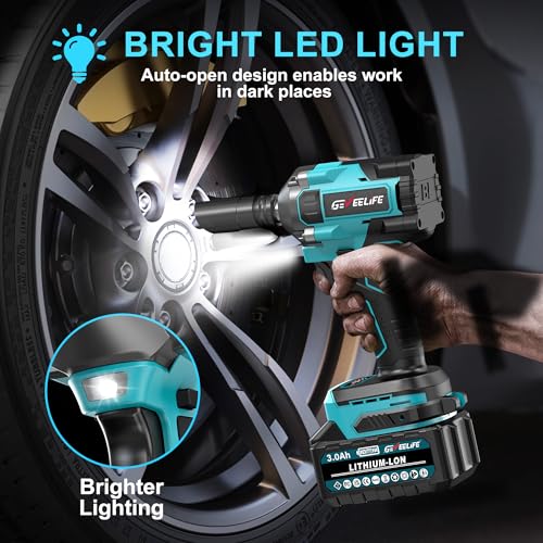 image for GEVEELIFE 550N.m/400Ft-lbs Brushless Impact Wrench,1/2