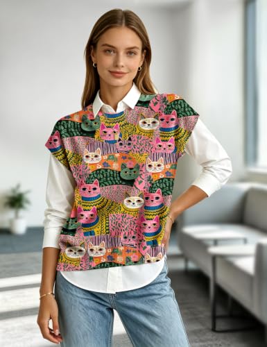Womens Cat Sweater Vest - image 4