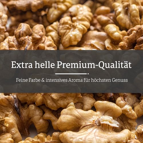 Alucra Wallnüsse naturbelassen - Walnusskerne extra hell - Handgeknackt aus Chile - Walnussbruch reich an Omega-3 - Walnüsse geschält ohne Zusätze - 2 x 500g Packung