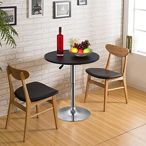 Topeakmart Adjustable Round Pub Table Counter Bar Height Mdf Top Table 306° Swivel Bar Tables Tall Cocktail Tables Bistro Table #TOP1
