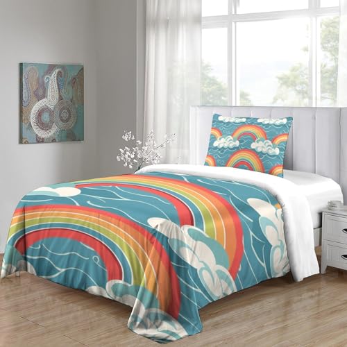 Parure de lit 135x200 impression 3D microfibre durable Le Rainbow - 5