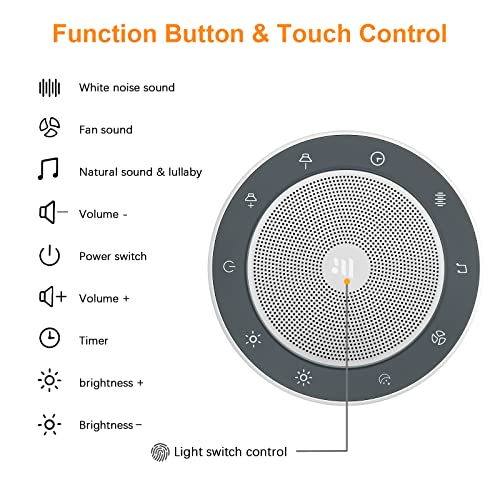 White Noise Machine, Sleep Sound Machine With 30 Soothing Sounds, 7 Color Baby Night Lights, Full Touch Control, Timer And Memory Features, Plug In, Sound Machine For Baby, Adults #TOP5